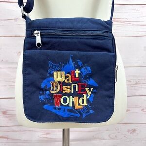 Vintage Walt Disney World Resort Colorful Embroidered Crossbody Travel Purse